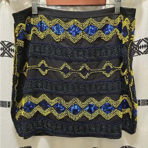 Forever 21 black beaded sequin embellished mini skirt large - Picture 1 of 10